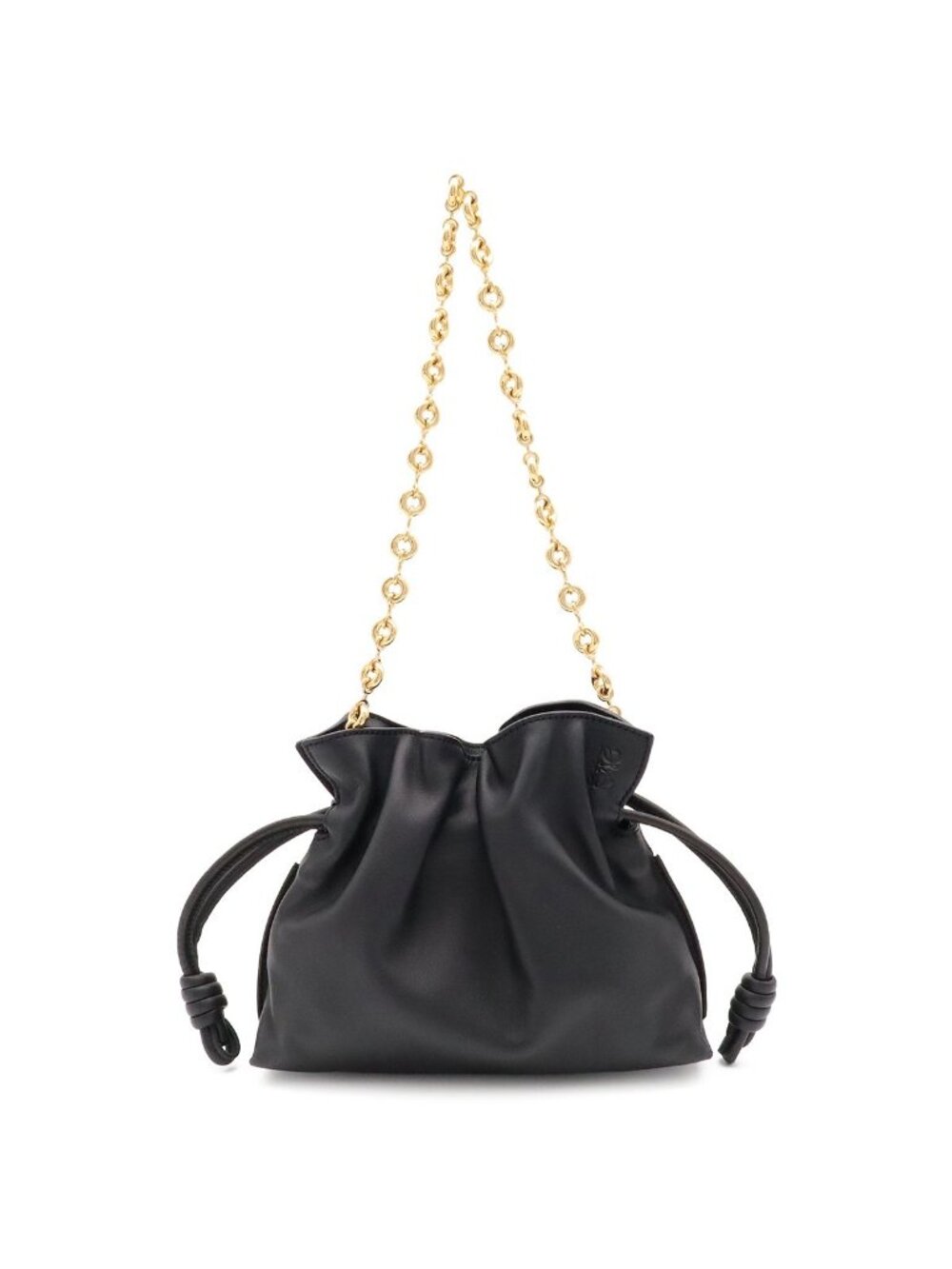 Loewe Flamenco Anagram Donut Chain Shoulder Bag Nappa Leather Black Gold